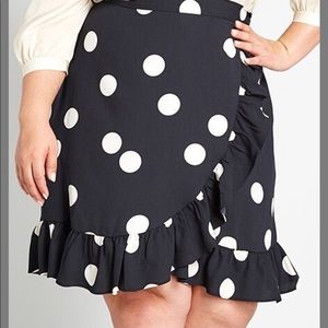 ModCloth black & white polka dot ruffle skirt size 18